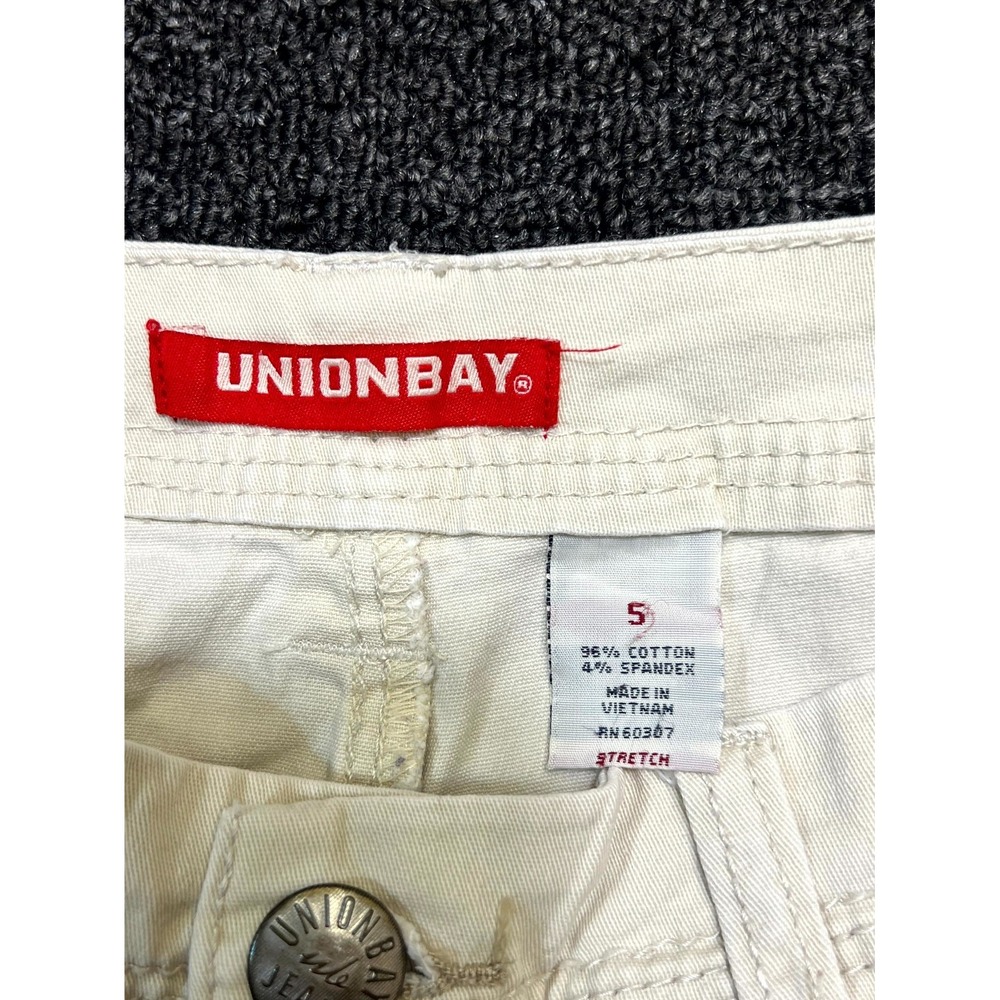 UNIONBAY Chino Shorts Womens Size 5 White Cotton Stretch Utility High Waisted - Picture 8 of 11